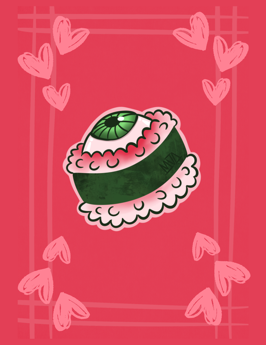 MOODY MO DESIGNS // Bloody Eyeball Sushi POSTCARD